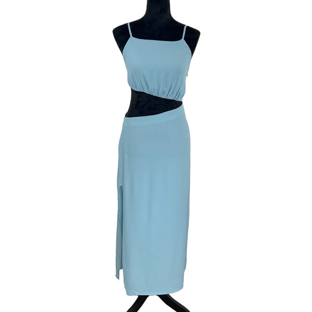 Reformation Blue Kiwi Asymmetrical Cut Out Midi Dress Size 4 NEW